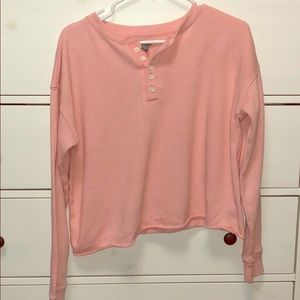 Aerie Pink Henley Sweatshirt